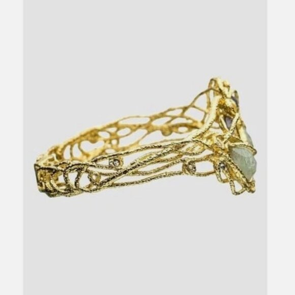 Alexis Bittar Mauritis Elements Crystal Gold Gemstone Cuff Bracelet - Picture 2 of 2